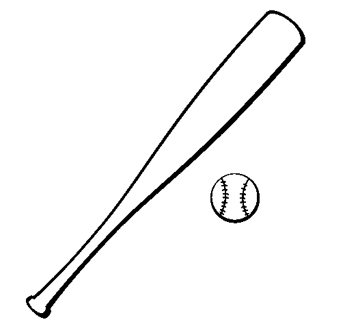 Coloriage de Bate de base-ball et Balle de base-ball pour Colorier