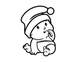 <span class='hidden-xs'>Coloriage de </span>Bébé avec le Père Noël chapeau à colorier