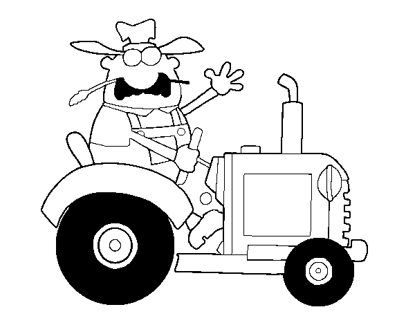 Coloriage de Fermier sur son tracteur pour Colorier