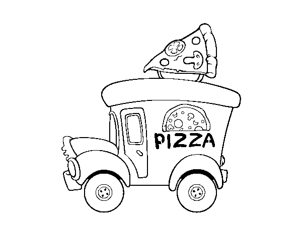 Coloriage de Food truck de pizza pour Colorier