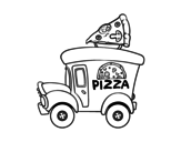 <span class='hidden-xs'>Coloriage de </span>Food truck de pizza à colorier