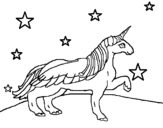 Dibujo de Licorne en regardant les étoiles