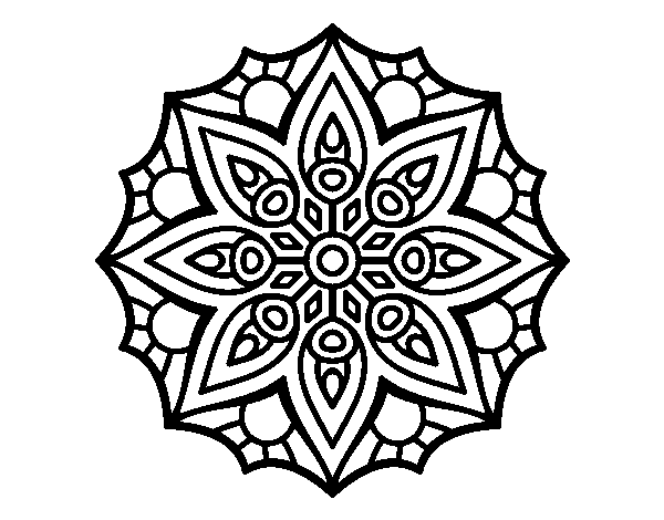 Coloriage de Mandala symétrie simple pour Colorier