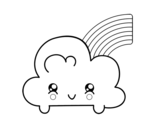 Dibujo de Nuage avec arc en ciel Kawaii