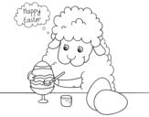 Dibujo de Petits moutons à colorier des oeufs de Pâques