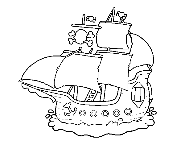 Coloriage de Pirate bateau pour Colorier