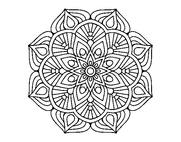Coloriage de Un mandala de fleurs orientales pour Colorier