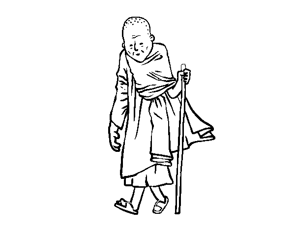 Coloriage de Un moine bouddhiste pour Colorier